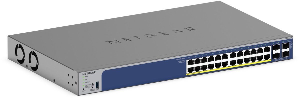 Netgear 24-poorts Gigabit PoE+ Smart Switch met 4 SFP+ poorten
