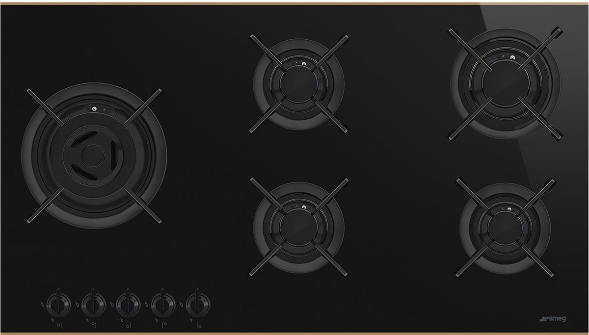 Smeg Dolce Stil Novo PV695LCNRDE - Gaskookplaat - 5 zone(s) - Zwart 90 cm