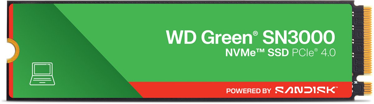 WD Green SN3000 - NVMe SSD - 2TB - PCIe Gen4 tot 5000 MB/s