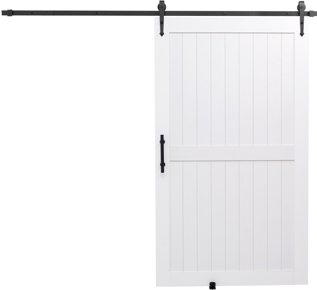 VEVOR Schuifdeursysteem (1219 x 2134 mm) Gemaakt van zeer sterke MDF-platen, schuurdeur met bevestigingsset en waterdicht PVC-oppervlak en H-frame voor woonkamer badkamer wit