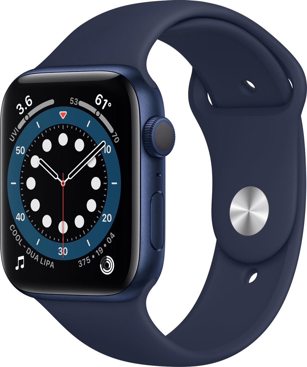Apple Watch Series 6 Aluminium 44 mm (2020) | GPS | blauw | Sportbandje donkermarineblauw