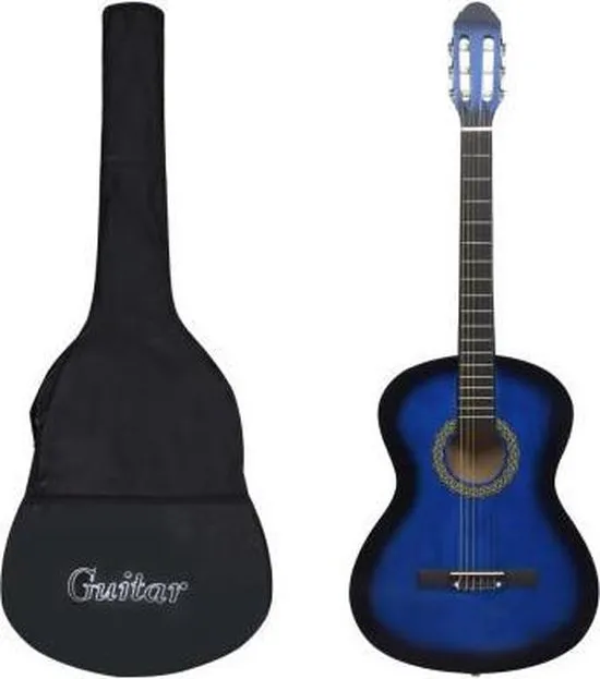 12 delige Classical Guitar Beginner Set Blue 4/4 39"