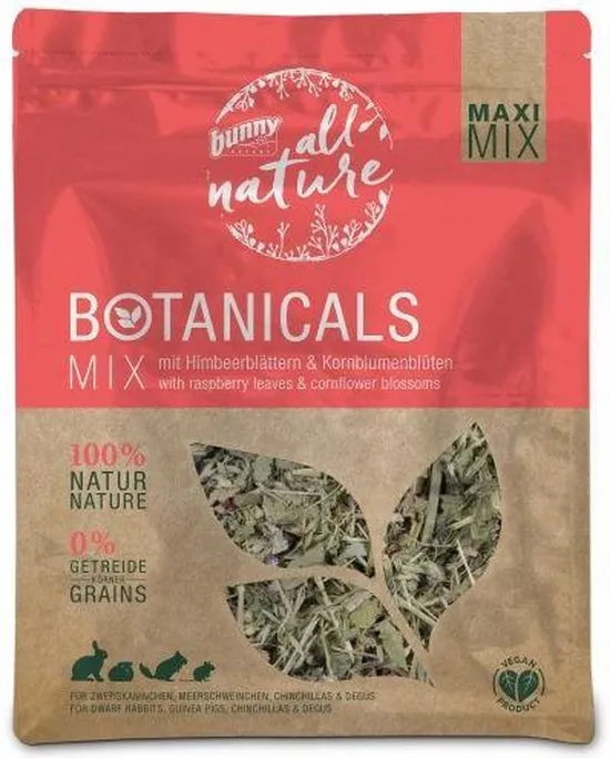400 gr Bunny nature botanicals maxi mix frambozenblad / bloemkoolbloesem