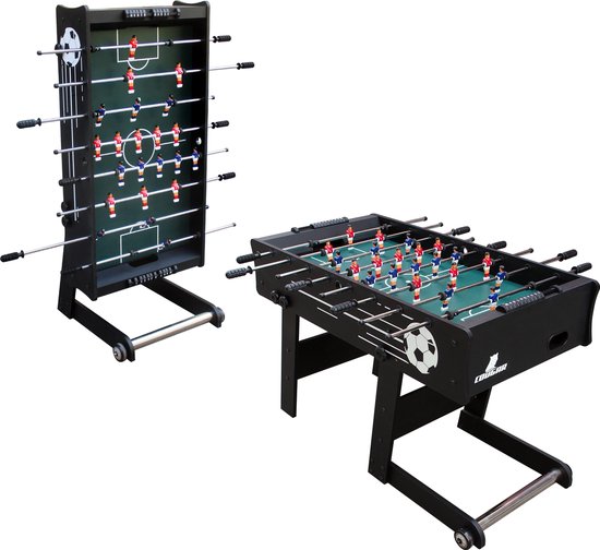 Cougar Scorpion Kick Voetbaltafel Opklapbaar in Zwart - Tafelvoetbal tafel incl. 2 ballen en scoreteller - Indoor voetbal tafel van 126x61x80cm