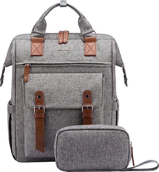laptoprugzak dames 15,6 inch, schooltas, rugzak dames voor universiteit, universiteit, reizen, werk, met organizer voor elektronica, waterbestendige rugzaktassen met USB-oplaadpoort