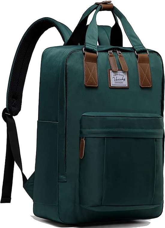 Schoolrugzak Meisjes Past op 15-inch Laptopeisrugzak Waterbestendige dagrugzak met Handvat an de Bovenkant voor School Werk Reize, Donkergroen