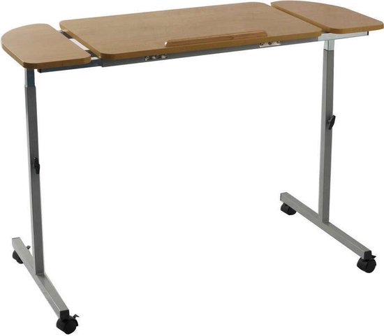 Kantelbare Bedtafel - Stoeltafel Met Wielen - Overbed Tafel In Hoogte Verstelbaar En Met Kantelblad