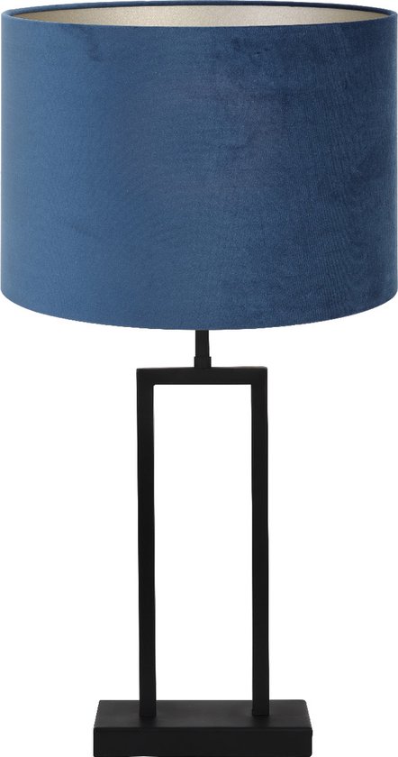 Light & Living Tafellamp Shiva/Velours - Zwart/Blauw - Ø30x62cm -