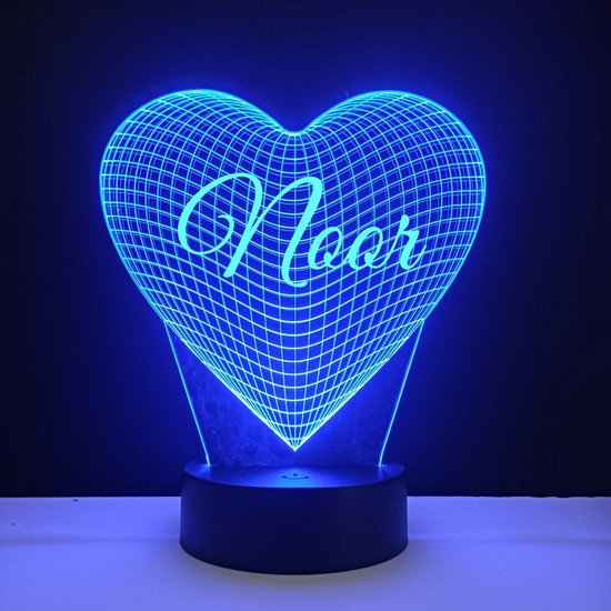 3D LED Lamp - Hart Met Naam - Noor