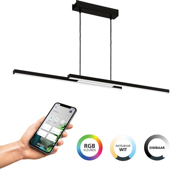 EGLO connect.z Fraioli-Z Smart Hanglamp - 105,5 cm - Zwart/Wit - Instelbaar RGB & wit licht - Dimbaar - Zigbee