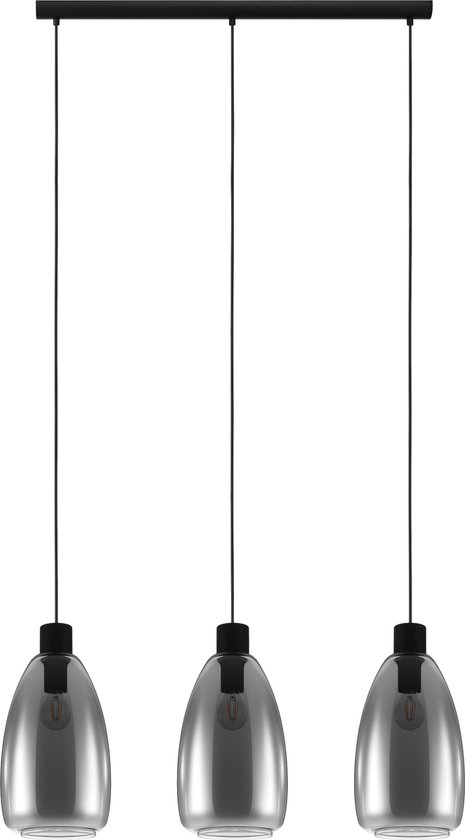 EGLO Chelvey Hanglamp - E27 - 89,5 cm - Glas, metaal - Zwart
