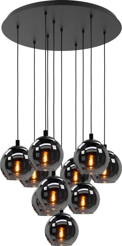 EGLO Hanglamp Ariscani Zwart - Rookglas - Zwart - 170 cm