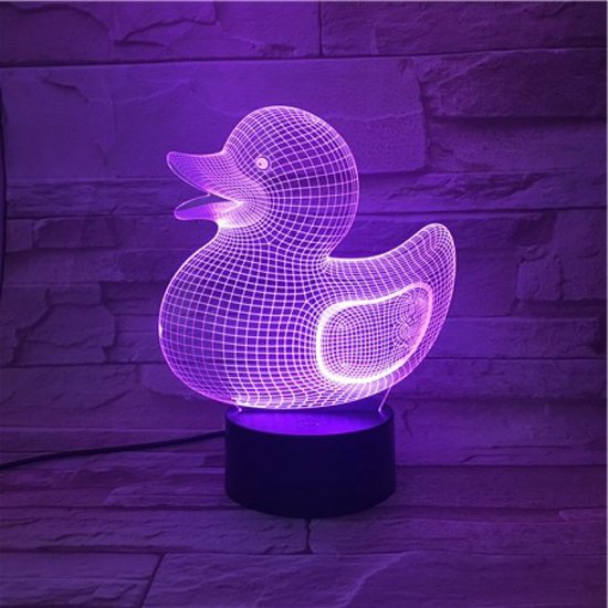 3D Led Lamp Met Gravering - RGB 7 Kleuren - Badeendje