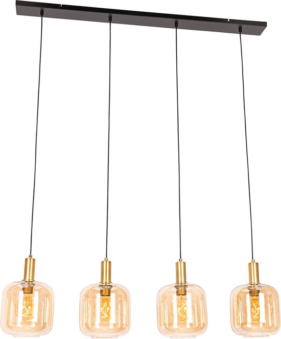 QAZQA zuzanna - Design Hanglamp eettafel voor boven de eettafel | in eetkamer - 4 lichts - L 120 cm - Oranje - Woonkamer | Slaapkamer | Keuken