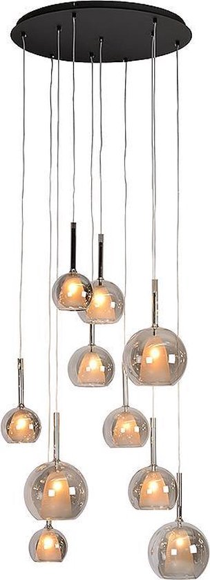 Atmooz - Hanglamp Saigon - Industrieel - Woonkamer / Slaapkamer / Eetkamer - Plafondlamp - Zwart - Hoogte 140cm - Metaal en glas