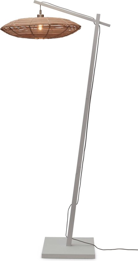 GOOD&MOJO Vloerlamp Tanami - Bamboe Wit/Rotan - 78x55x176cm - Modern - Staande lamp voor Woonkamer - Slaapkamer
