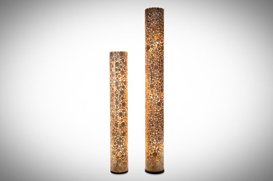 Staande lamp Handgemaakte Decoratie Vloerlamp woonkamer slaapkamer design cilinder coins gold capiz shell parelmoer schelp 200 cm