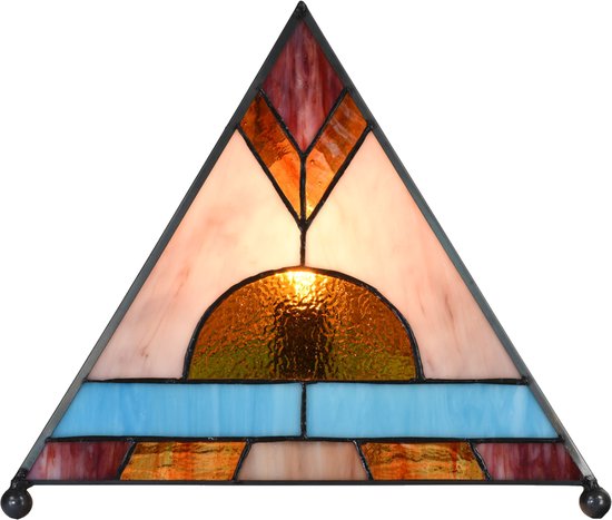 LumiLamp Tiffany Tafellamp 26x26x30 cm Bruin Glas Tiffany Bureaulamp