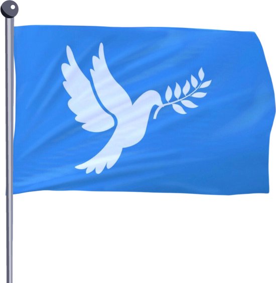 Vredesvlag - 100x150cm - Blauwe vlag met witte duif - Vredesvlag met duif - Vrede Oorlog - Vlag met witte duif - Vlag oorlog