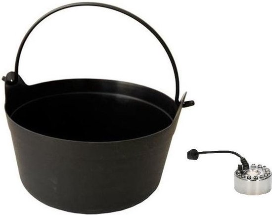 Heksen ketel/kookpot diameter 25 cm met rookmachine/mist maker met 3-kleuren