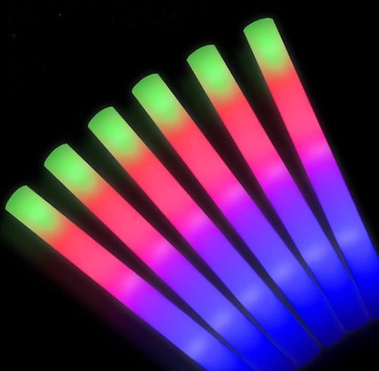 Foam sticks multicolor 3 kleuren 60 stuks - glow in the dark - neon - feestje en partijen - lichtstaaf - meerkleurig - versiering - party