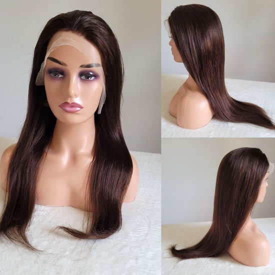 Frazimashop- Braziliaanse Remy pruik 22 inch 55 cm -ombre Ash blonde golf echt menselijke haren - 100% real human hair 4x4 lace frontaal wig- Europese pruiken