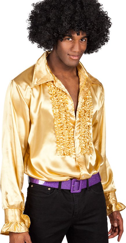 Boland - Party shirt goud (S) - Goud - S - Volwassenen - Danser/danseres - 80's & 90's - Disco