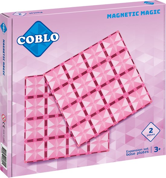 Coblo Pastel Basisplaten 2 stuks - Magnetisch Montessori speelgoed - Bouwplaat - STEM speelgoed - Sinterklaas Cadeau - Vanaf 3 tot 12 Jaar