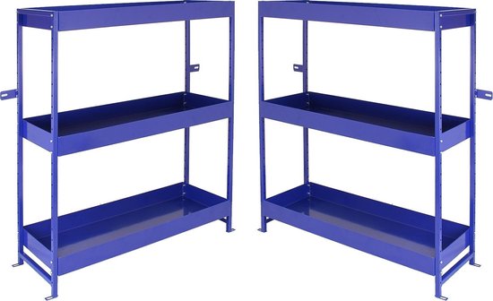 2 x Monster Racking Metalen Bedrijfswagen stelling - Bestelbus interieur Opslag Stelling Kast Bedrijfswageninrichting - Staal - Blauw