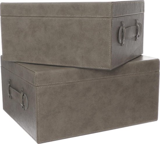 Set van 2 luxe retro vintage lederen opberdozen | koffer | decoratie | opbergkoffer | verpakking | huisdecoratie | decoratie