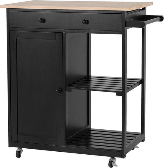 Beliani TRAPANI - Keukentrolley - Zwart - MDF