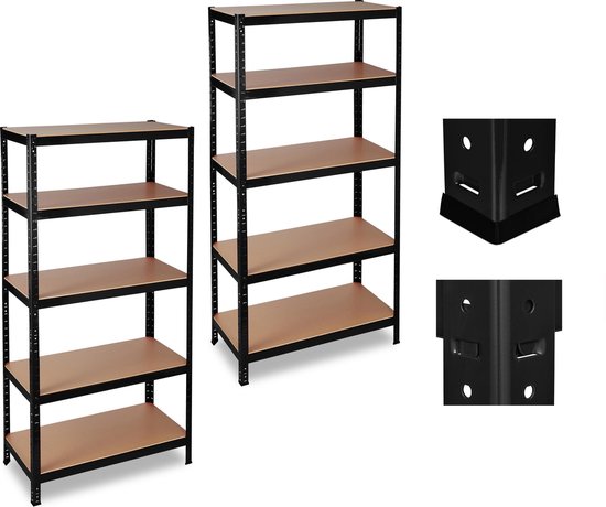 Relaxdays 2x stellingkast - opbergrek - tot 1325 kg belastbaar - 180 cm hoog - magazijnrek