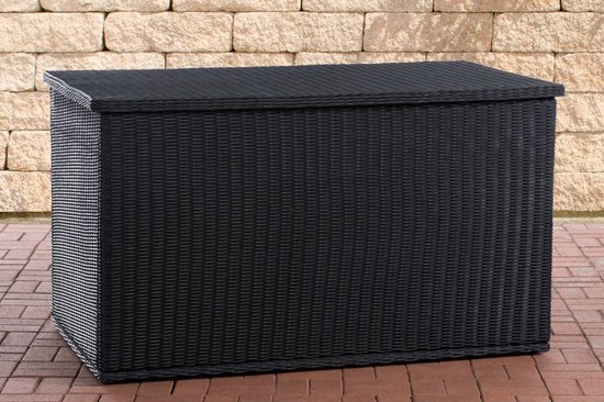 Rotan Opbergbox XL - 129 x 57 x 59 cm Zwart- Tuinkussenbox - Waterdicht - Met deksel - Voor binnen & buiten - Tuinbox