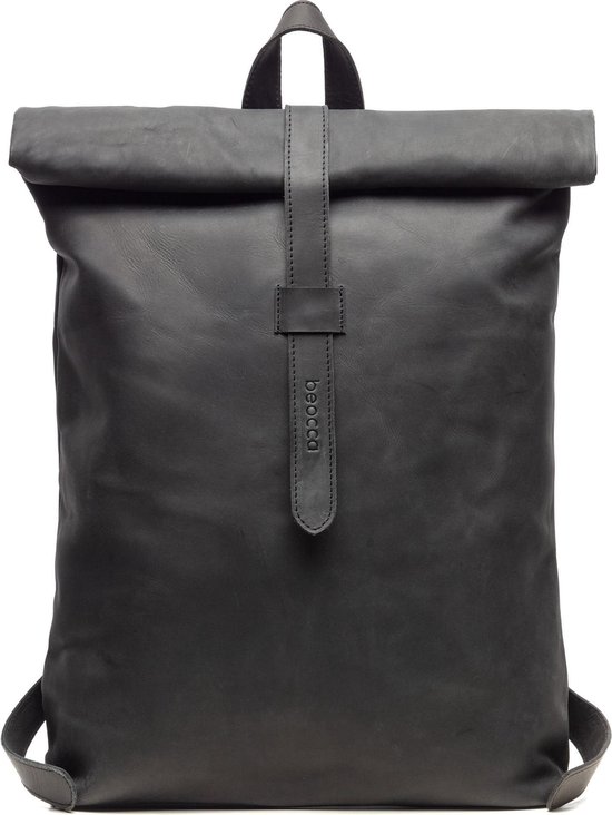 Beocca - Leren rugzak Mavis zwart - 15" laptoptas