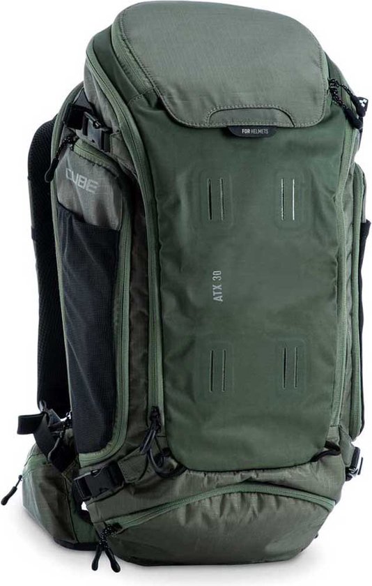 CUBE Rugzak ATX 30 - Rugtas - Met regenhoes & helmhouder - Reflecterend - MOLLE systeem - Polyester - 30 Liter - Donkergroen