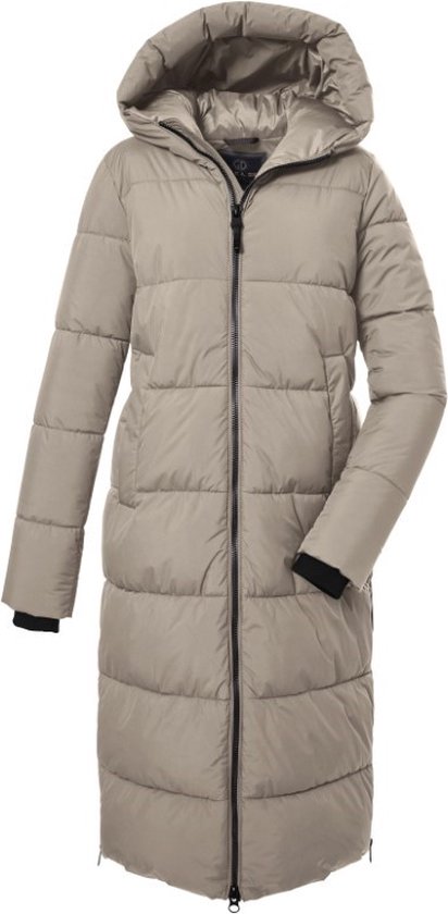 Killtec dames winterparka - Padded/gewatteerde lange winterjas - beige - 39840 - maat 46