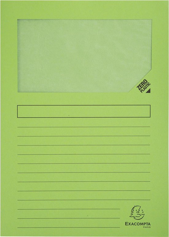 Exacompta L-map met venster Forever, pak van 100 stuks, lichtgroen 4 stuks