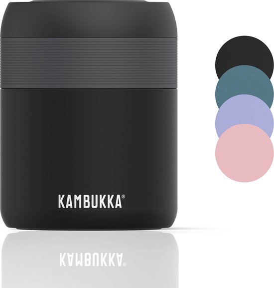 Kambukka Bora - Lunchbox - 600 ml - Voedselcontainer houdt 9 uur warm & 100 % Lekvrij - Matte Black