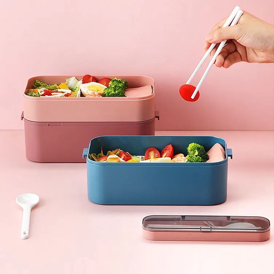 Bento Box - Meal prep bakjes 3 compartimenten - container - bento lunchbox - Lunchbox volwassenen en kinderen - inclusief bestek