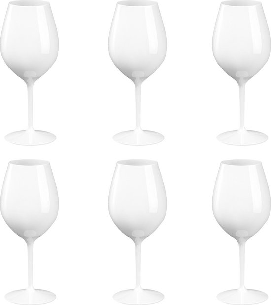 8x Witte of rode wijn wijnglazen 51 cl/510 ml van onbreekbaar / herbruikbaar wit kunststof - Wijnen wijnliefhebbers drinkglazen - Wijn drinken