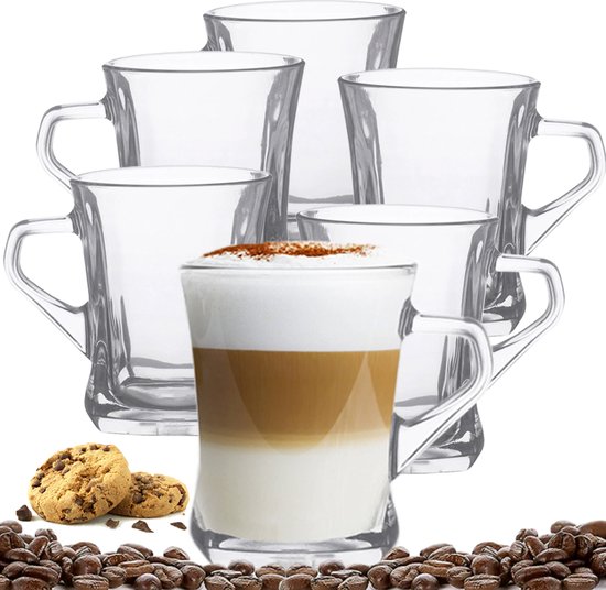 Luxe Latte Macchiato Glazen - Cappuccino Glazen - Koffieglazen - Theeglazen - 250 ML - 6 Stuks
