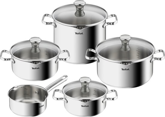 Tefal Duetto 5-delige kookset - Steelpan Ø 16 cm, kookpan 18/20/24 cm, soeppan 22 cm