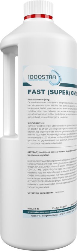12 × 1 Liter Fast (super) Ontstopper - Industriële en professionele vloeibare ontstopper - afvoer ontstopper - wc ontstopper