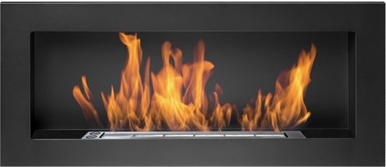 Zwarte Sfeerhaard 90 x 40 CM Hangend of Inbouw Bioethanolhaarden.com