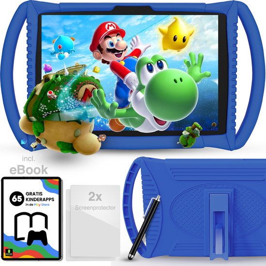 Bon Bon Electronics® Kindertablet - Vanaf 3 Jaar - Tablet - 10.1 Inch IPS 1920x1200 – Krachtige Processor – Snel en Slim – Android 11 – 64GB – 4GB RAM – 6000 mAh – Ouderlijk Toezicht – Compleet Pakket – Blauw
