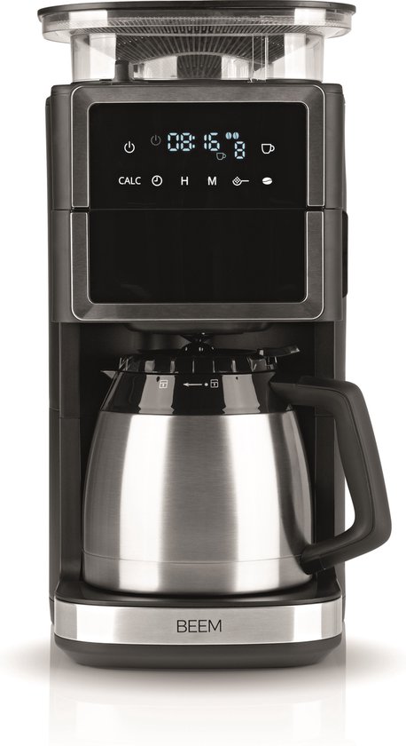 BEEM Koffiezetapparaat Perfect III – koffiemachine met molen – Incl. thermoskoffiepot - Zwart/RVS – touch-screen