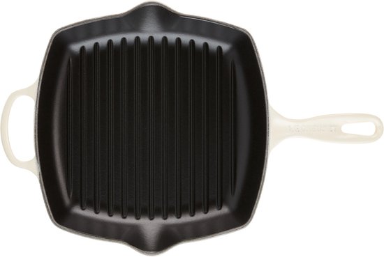 Le Creuset gietijzeren vierkante grillpan - 26cm Meringue