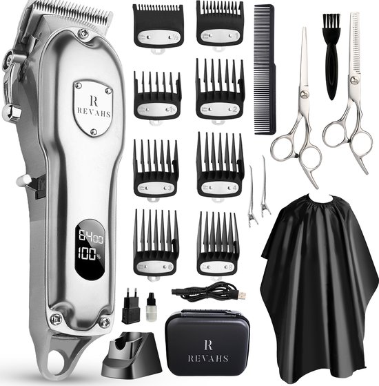 Revahs Draadloze Professionele Tondeuse - Baardtrimmer & Hoofdhaar inclusief Travel Bag - Snor - Tondeuse Mannen - Hair Clipper & Haartrimmer - Reistas