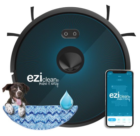 Eziclean Aqua Connect x650 - Robotstofzuiger Met Dweilfunctie - Met Laadstation – Dweilrobot – Virtuele Afbakening - Spraakbesturing – App – HEPA 13 Filter - 240m² - Ultra stil 55dB