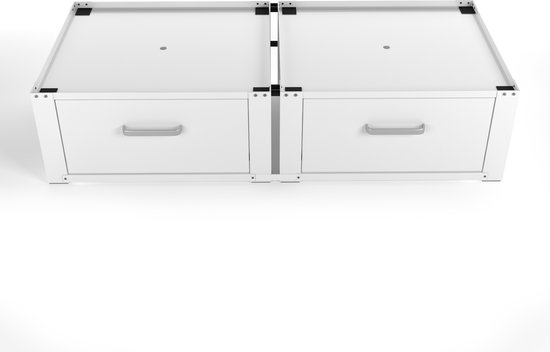 RMBO Wasmachine verhoger met lade - Wasmachine kast - Wasmachine opbouwmeubel - Wasmachine sokkel - 31cm hoog - Wit - Universeel- Dubbel